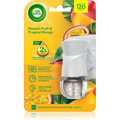 Air Wick Electric Passion Fruit & Tropical Mango електрически уред за освежаване на въздуха с пълнител 199ml