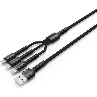 Colorway CW-CBU3003-GR Datový 3v1 Lightning+MicroUSB+USB-C/ 4A/ Nylon, 1,2m, šedý