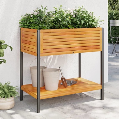 vidaXL truhlík s policí 80 x 45 x 80 cm masivní akácie a ocel