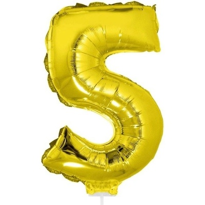 Foliový balónek číslo 5 zlatý 41 cm + tyčka