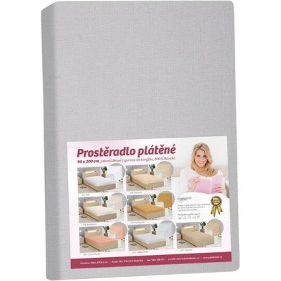 Bellatex Plátěné prestieradlo s gumou světle šedé 90x200