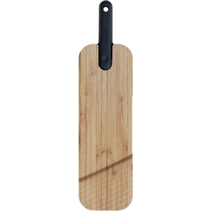 Trebonn Дъска за рязане с вграден нож Trebonn Artu Salami 1122100, 43x11 см, Острие 18 см, Бамбук, Японска стомана, Черен (Artu Salami Black 1122100)