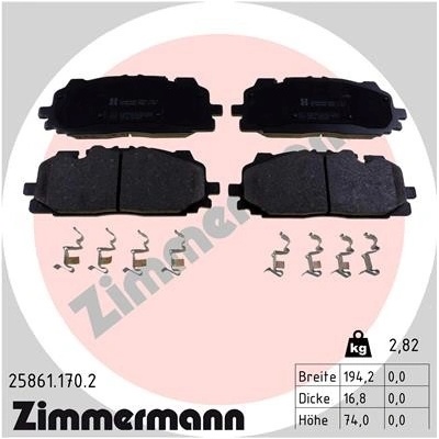 ZIMMERMANN Sada brzdových platničiek kotúčovej brzdy 258611702