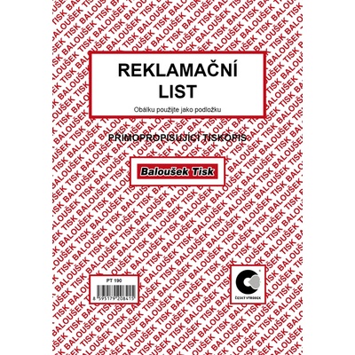 Baloušek Tisk PT190 Reklamační list, A5, samopropisovací – Hledejceny.cz