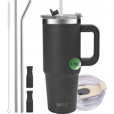 Thermos Refreshing termohrnek s madlem a brčkem 850 ml matně černá