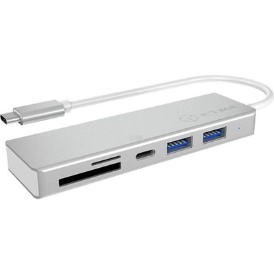 RaidSonic ICY BOX IB-HUB1413-CR докинг станция, сребрист, USB-A, USB-C, SD, MicroSD (60369)
