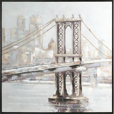 Ručne maľovaný obraz na plátne s rámom - most Brooklyn 80 x 80 cm