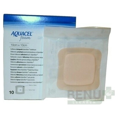 AQUACEL Foam Hydrofiber krytie na rany adhezívne 10 x 10 cm 10 ks