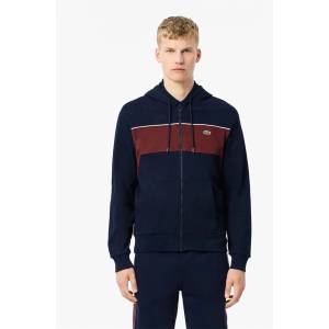 Lacoste Суичър Lacoste Zip-Up Colour-Block Hoodie - Navy Red