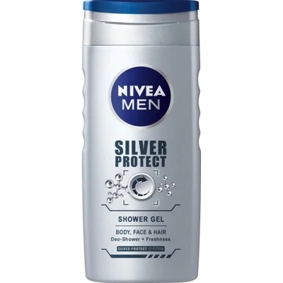 Nivea Men Silver Protect Shower Gel - Душ гел за мъже за лице, коса и тяло със сребърни йони от серията "Silver Protect