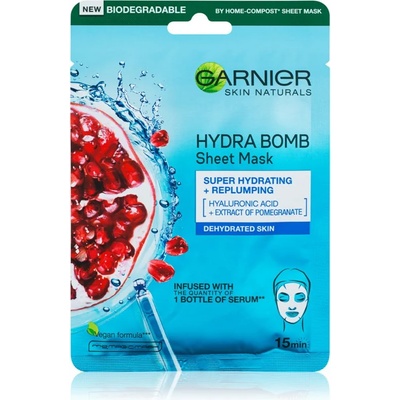 Garnier Skin Naturals Moisture+Aqua Bomb хидратираща платнена маска с хиалуронова киселина