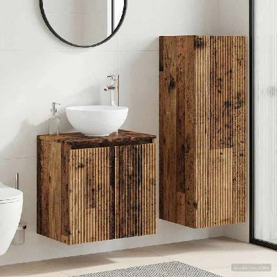 vidaXL Комплект мебели за баня 2 бр. Старо дърво 33 x 34, 5 x 100 см (3406121)