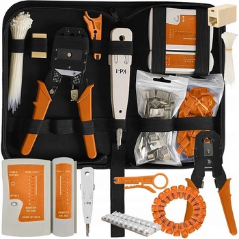 Bigstren Клещи за кримпване на кабели rj11, rj45, с тестер, аксесоари в несесер, bigstren 25834, 145 части (uni-012061)