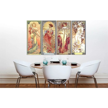 Obraz na plátne 4 dielny ŠTYRI ROČNÉ OBDOBIA 120x70 cm – Alfons Mucha 000 REP236