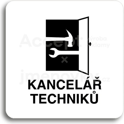 ACCEPT Piktogram kancelář techniků - bílá tabulka - černý tisk bez rámečku
