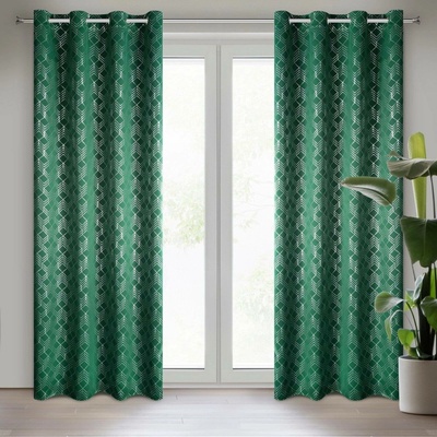 Design 91 ZATEMŇOVACÍ ZÁVĚS NA KROUŽCÍCH POLY 140X250 CM ZELENÁ