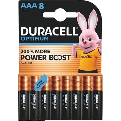 Duracell Батерия duracell optimum с дълъг живот aaa, алкална, 8 бр. /пакет dl2016 (dl2016)