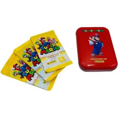 Panini Super Mario plechovka se 3 balíčky karet červená