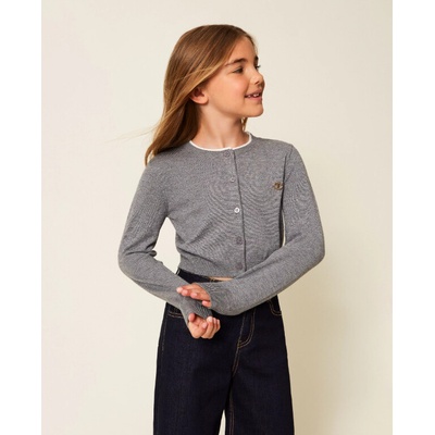 Twinset Girl svetr rozepínací šedý