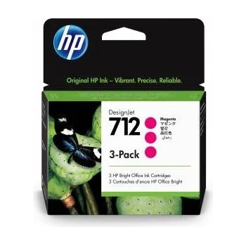 HP Оригиална касета за мастило HP Paquete de 3 cartuchos de Tinta HP DesignJet 712 magenta de 29 ml Пурпурен цвят