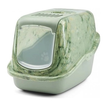 SAVIC Nestor Marble - Закрита котешка тоалетна с филтър против миризми, зелен мрамор 56x39x38.5 см