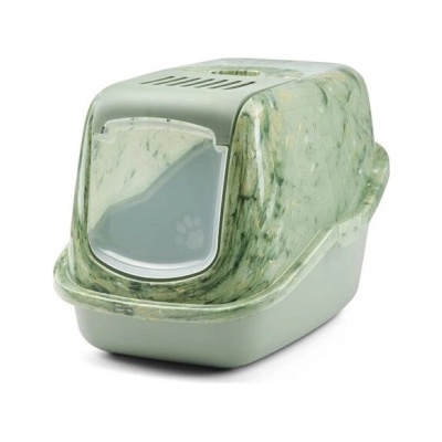 SAVIC Nestor Marble - Закрита котешка тоалетна с филтър против миризми, зелен мрамор 56x39x38.5 см