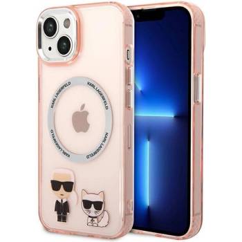 KARL LAGERFELD Кейс Karl Lagerfeld KLHMP14MHKCP за iPhone 14 Plus 6.7"", твърд, розов / розов, Karl&Choupette Aluminum, съвместим с MagSafe