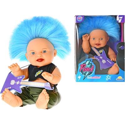 Mikro trading s punk účesem a kytarou 23 cm modrá