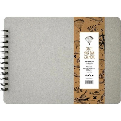 Drasca Album kroužkové Scrapbook Adventure A4 (300 g/m2, 12 listů) - kraft