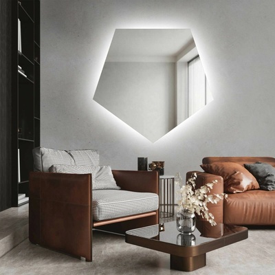 Alfaram Zrkadlo geometrického tvaru s osvetlením – PENTA LED 80x76