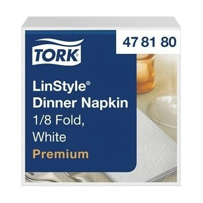 TORK Servítky priemyselne kompostovateľné 1/8 ohyb 1V Premium LinStyle biele 50ks 39x39 cm