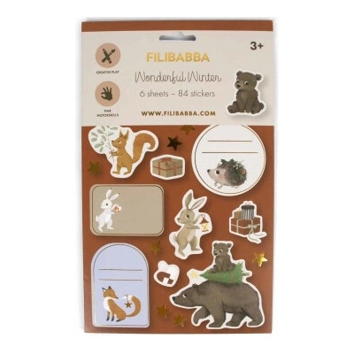 Filibabba opakovateľne použiteľné nálepky wonder winter forest friends