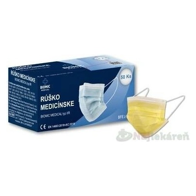 Biomic Medicínská rouška typ IIR žlutá 50 ks