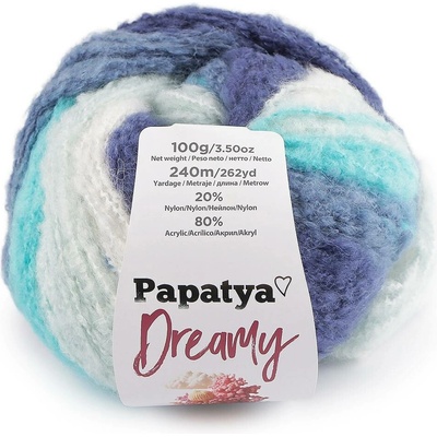 Pletací příze Papatya Dreamy 100 g, střední, 5 (08) modrá