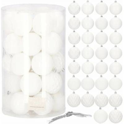 SPRINGOS Vianočné banky biele mix - 8cm, sada 30ks CA0878