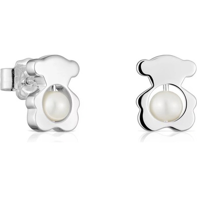 Tous strieborné náušnice s medvedíkom a perlou I-Bear 1004127200