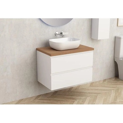 Inter Ceramic Конзолен PVC шкаф за баня BG 6038-75W + 7546-31, с дървесен плот, Inter Ceramic, 45х50х73.5см (BG 6038-75W + 7546-31)