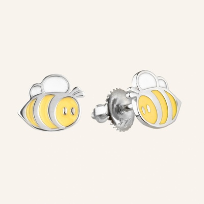 SilveAmo Detské strieborné náušnice - puzety Bumblebee CK2888