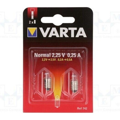 VARTA 742 2,25V 0,25A ZW B2 Žárovka: miniaturní E10/13 2,25V 250mA 2ks blistr