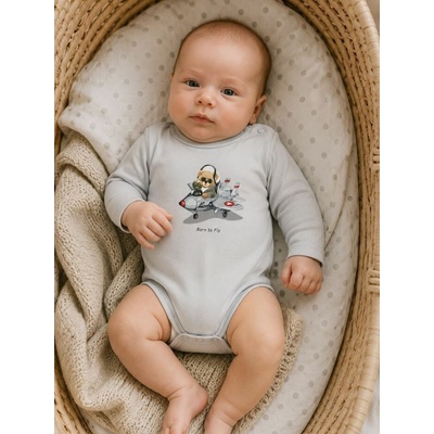 Detské body BORN TO FLYs dlhým rukávom Sivá