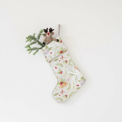 Linen Tales Látková vánoční punčocha Christmas Print Linen Tales
