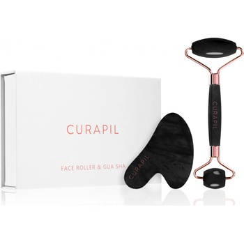 Curapil Face roller a gua sha: Masážní sada na pleť Kámen: Obsidián