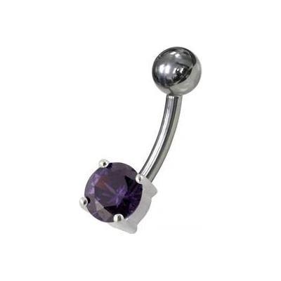 Šperky4U stříbrný piercing do pupíku kulatý zirkon BP01146-A