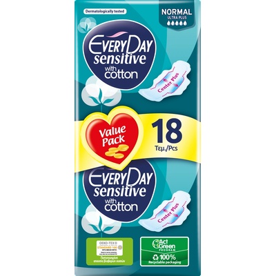 Everyday Sensitive Normal Ultra Plus Дамски превръзки, 18 броя, Everyday