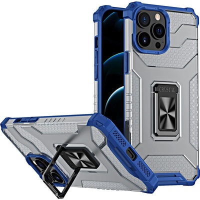HQWear Калъф Crystal Ring Case Kickstand Tough Rugged, за iPhone 13 Pro Max, син (9145576220726)