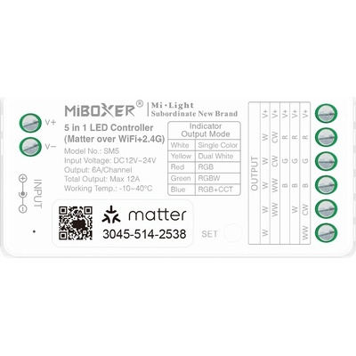 Ovladač Miboxer 5v1 LED WiFi Matter IP20