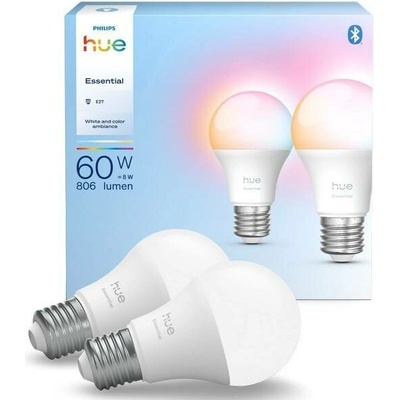 Philips Hue 8720169392243 LED sada žárovek Essential | 2x8W E27 LED | 806 lm | 2200-6500+RGBK