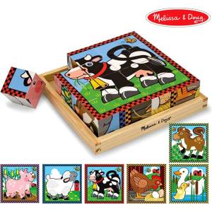 Melissa & Doug Дървени кубчета 6 картинки Ферма - Melissa and Doug