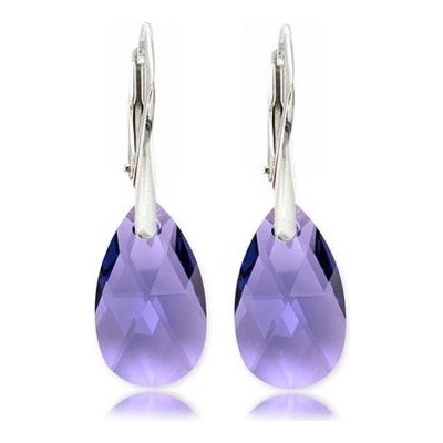 Swarovski Elements Pear krystal stříbrné visací fialové slzičky kapky 31242.3 Tanzanite fialová