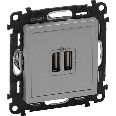 Legrand valena life 2xusb socket type a 5v 2.4a aluminium (753312l)